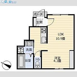 パルモアK3 1LDKの間取図画像