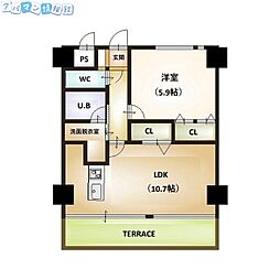 フェリシア東万代 1LDKの間取図画像