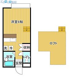 ハイツ・胡蝶蘭 ワンルームの間取図画像