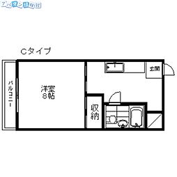 メゾン・ド・コリン 1Kの間取図画像