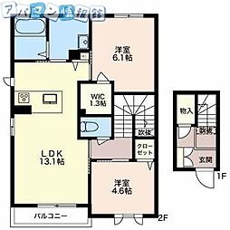 シャーメゾン東明ガーデンB 2LDKの間取図画像