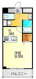 ウッディーハウスウエコー 1Kの間取図画像