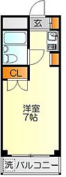 フローラーハイツわだ ワンルームの間取図画像