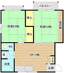 メゾン東陽 2DKの間取図画像