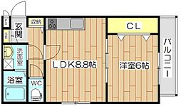 フェリーチェ芥川 1LDKの間取図画像