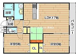 レクエルド藤 2LDKの間取図画像