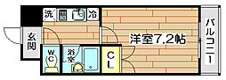ノイレーベン古曽部 1Kの間取図画像