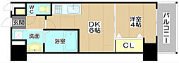 プレステージ4芥川 1DKの間取図画像