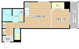 山崎マンション16高槻芥川 1LDKの間取図画像