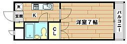 アラスカハウス 1Kの間取図画像