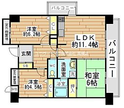 パセオ上牧 2LDKの間取図画像