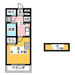 ロジュマン・モネ 2階1Kの間取り