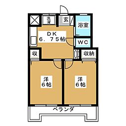 三信マンション 2DKの間取図画像