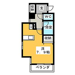 パークサイド見次第1レッツビル 1Kの間取図画像