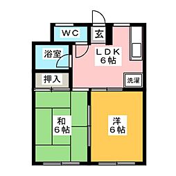 フラット大竹 2DKの間取図画像