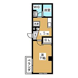 ルミエール落合 1Kの間取図画像