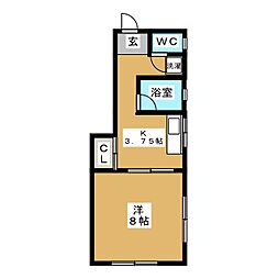 アパートメンツY 1Kの間取図画像