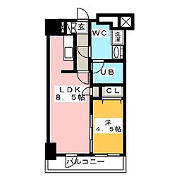 ドゥーエ幡ヶ谷 9階1DKの間取り