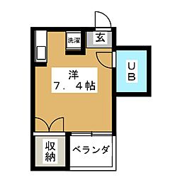 クオリティージョイ ワンルームの間取図画像