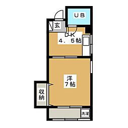 エルカーサ佐藤 1DKの間取図画像