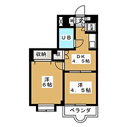 ドミール横井 2DKの間取図画像