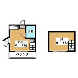 メゾン五月 ワンルームの間取図画像