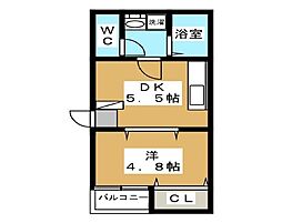 プルミエ松が丘 1DKの間取図画像