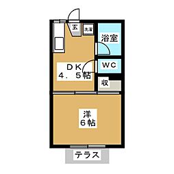 ホワイトパルスギナミＢ 1階1DKの間取り