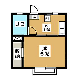メゾン関 1Kの間取図画像