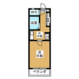 カサ・ヴェルデ荻窪 1Kの間取図画像
