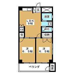 荻窪北マンション 2LDKの間取図画像