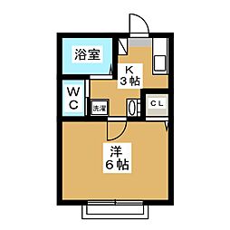 祥月 1Kの間取図画像