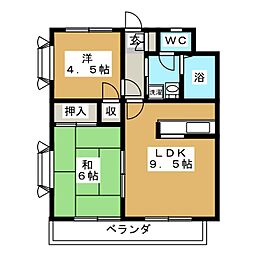 ブルーバードキャッスル 2LDKの間取図画像