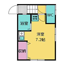 東田荘A棟 2階ワンルームの間取り