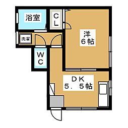 ピュアハウス 1DKの間取図画像