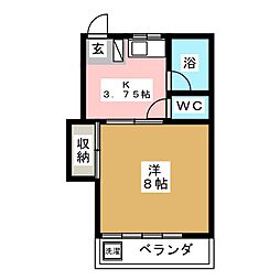 コーポ大澤 1Kの間取図画像