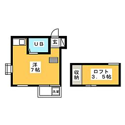 TIME25 ワンルームの間取図画像