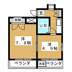 N・フラット 2Kの間取図画像