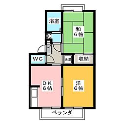 クゥインスコート 2DKの間取図画像