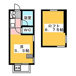 リーガル武蔵関 2階ワンルームの間取り