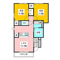 ブリッサB 2LDKの間取図画像