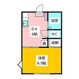 メゾン・ド・フォンティーヌ 2階1DKの間取り