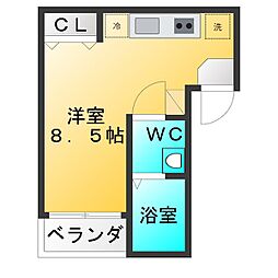 インペリアル富士 ワンルームの間取図画像