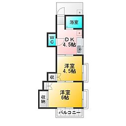 寿ハウス 2DKの間取図画像