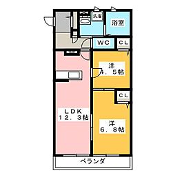 グレイス芝久保 2LDKの間取図画像