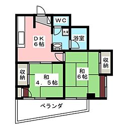 重田ハイツ 2DKの間取図画像