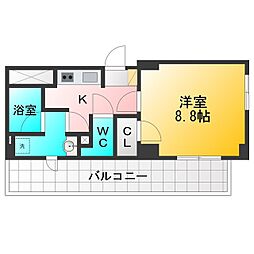 プライマル武蔵関 1Kの間取図画像