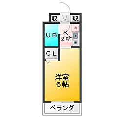 レジオンス上石神井 1Kの間取図画像