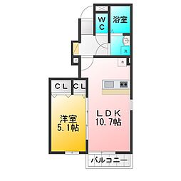 デュラカーサウーノ 1LDKの間取図画像