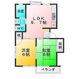 コーポ南 2LDKの間取図画像